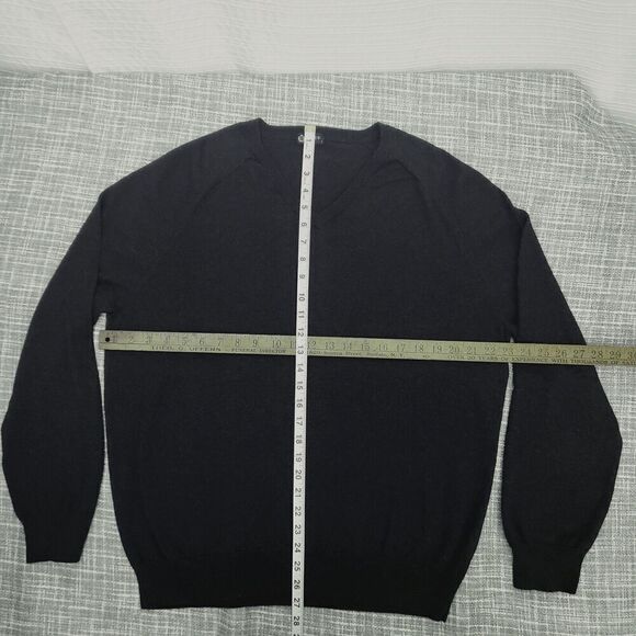 J Crew V-Neck Sweater Classic Cotton Cashmere Blend Charcoal Gray Men's L - Picture 9 of 12